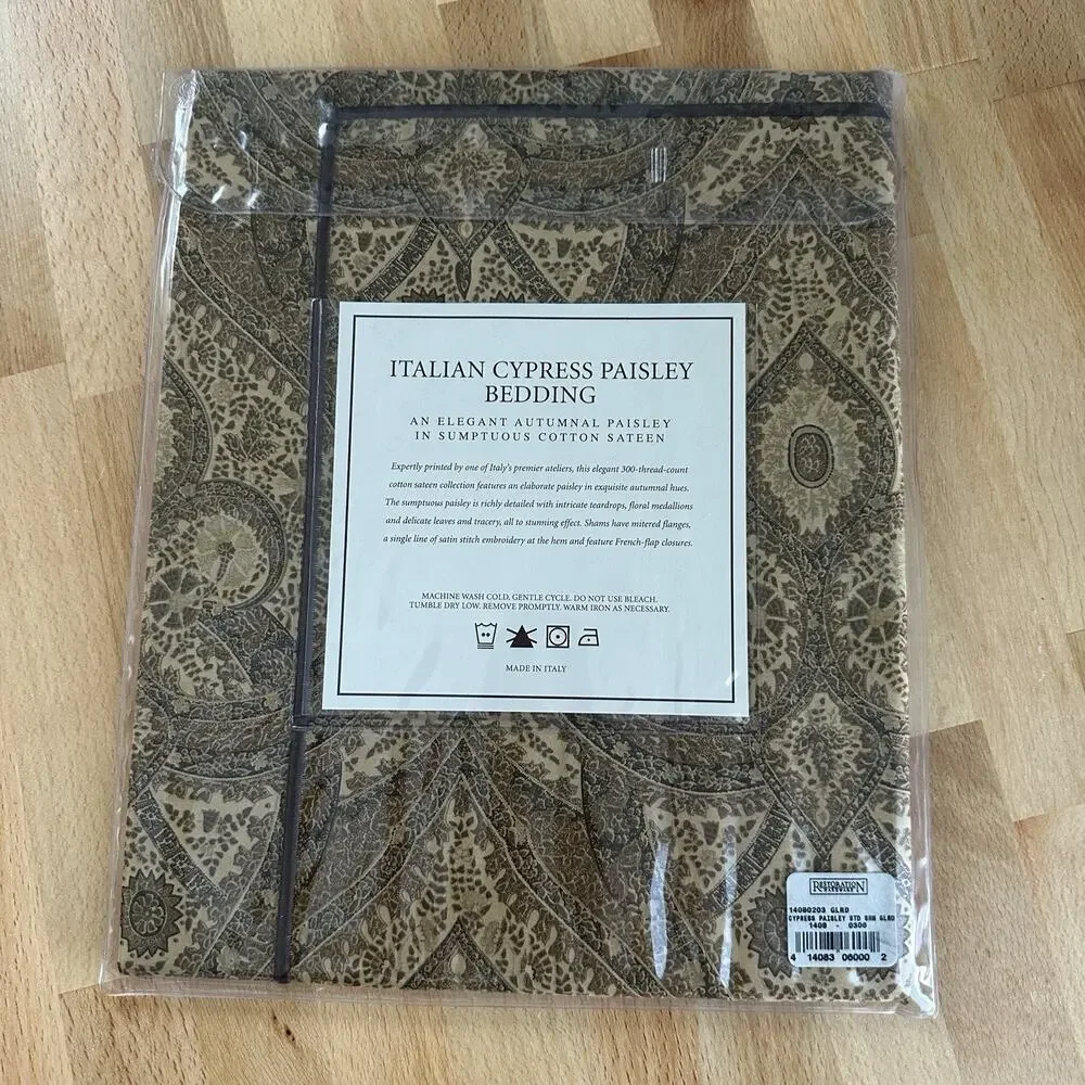 SINGLE NEW Restoration Hardware Italian Cypress Paisley Standard Pillow Sham
